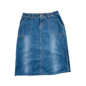 Mossimo Womens Denim Skirt Size 5 Cotton‎ Blue Jean Style Knee Length Y2K